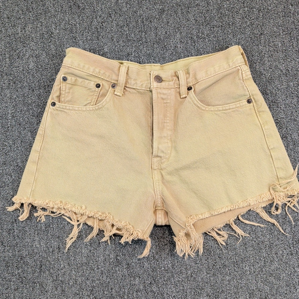Levi's Yellow Frayed Hem Denim Shorts